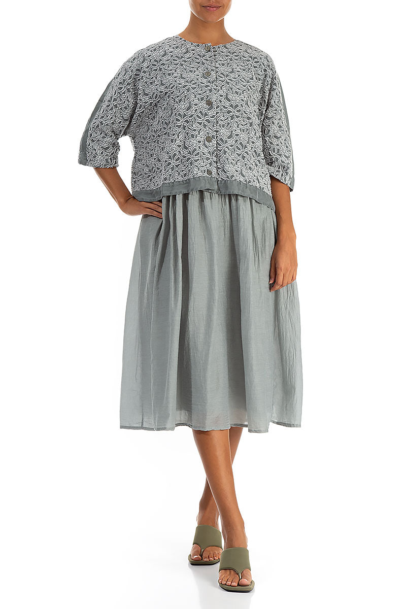 Boxy Floral Sage Silk Jacket 4