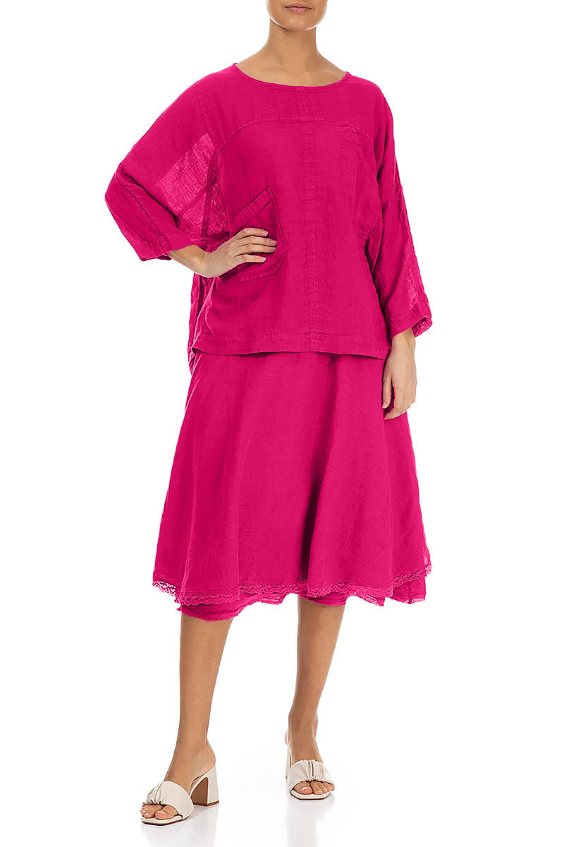 Chemisier ample en gaze de lin fuchsia