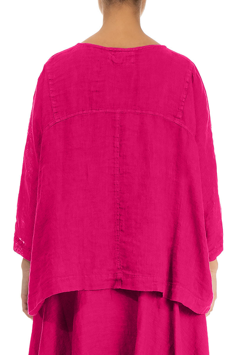 Chemisier ample en gaze de lin fuchsia