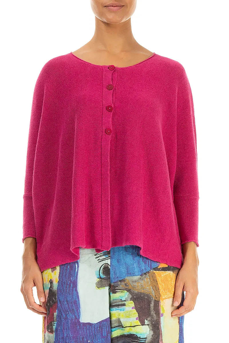 Boxy Fuchsia Linen Cardigan 1