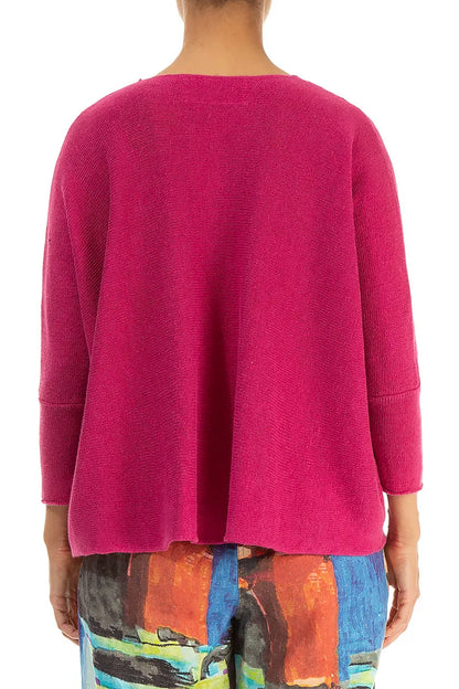 Boxy Fuchsia Linen Cardigan 2