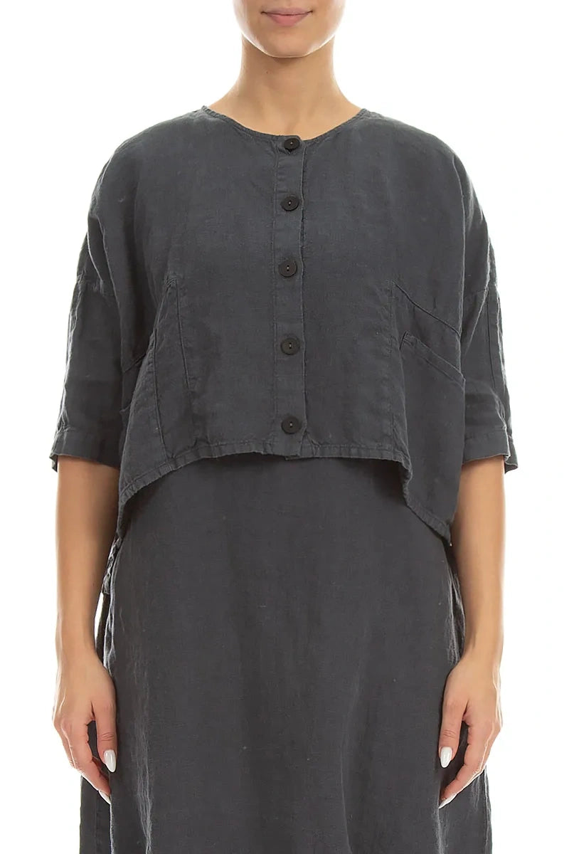 Boxy Graphite Linen Jacket 1