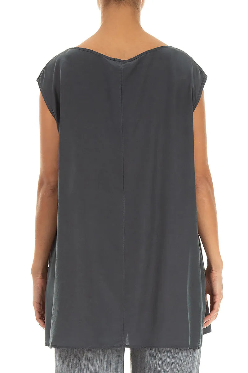 Boxy Graphite Silk Bamboo Blouse 2