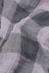 Boxy Large Check Lilac Gauze Linen Blouse 5