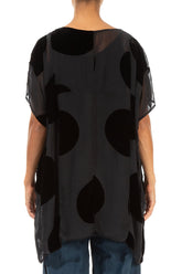 Boxy Large Devoré Bubbles Black Silk Velvet Tunic 2