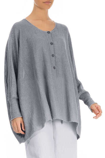 Boxy Grey Linen Cardigan 3