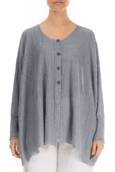 Boxy Grey Linen Cardigan 1