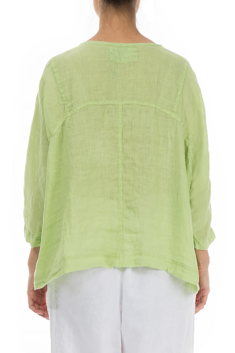 Boxy Lime Gauze Linen Blouse