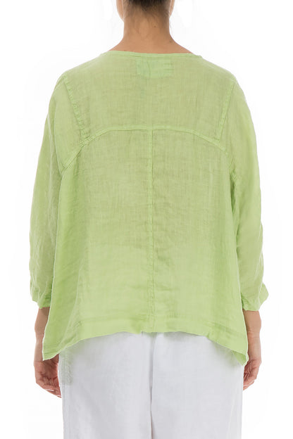 Boxy Lime Gauze Linen Blouse