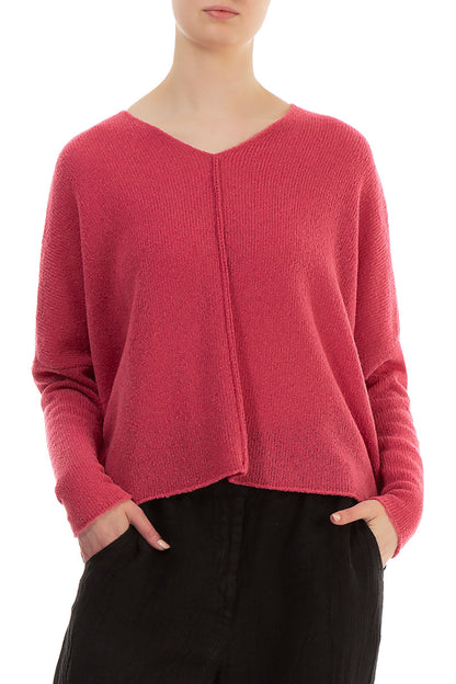 Boxy Longer Back Pink Punch Wool Sweater 3