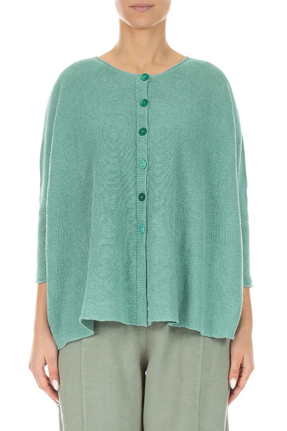 Boxy Mint Linen Cardigan 1