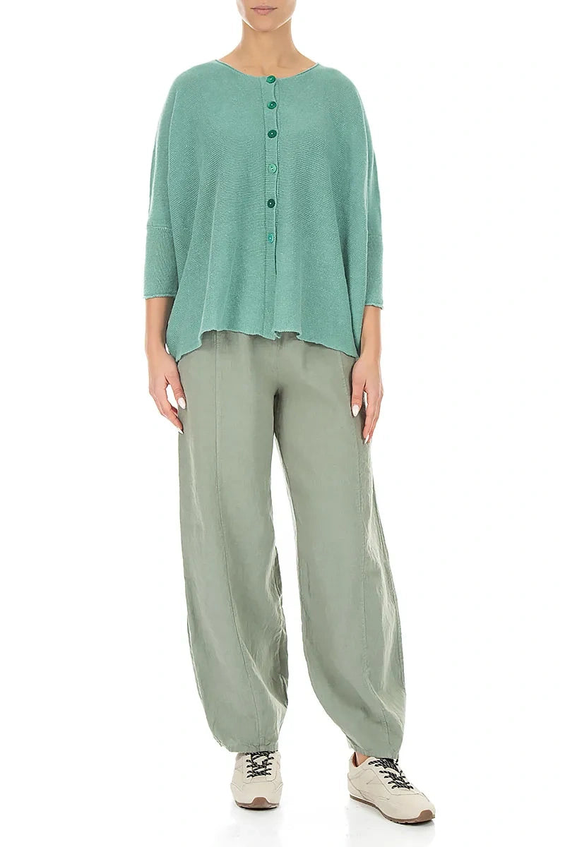 Boxy Mint Linen Cardigan 4