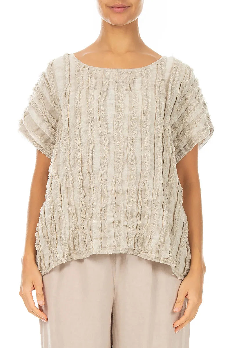 Boxy Natural Textured Linen Blouse 1
