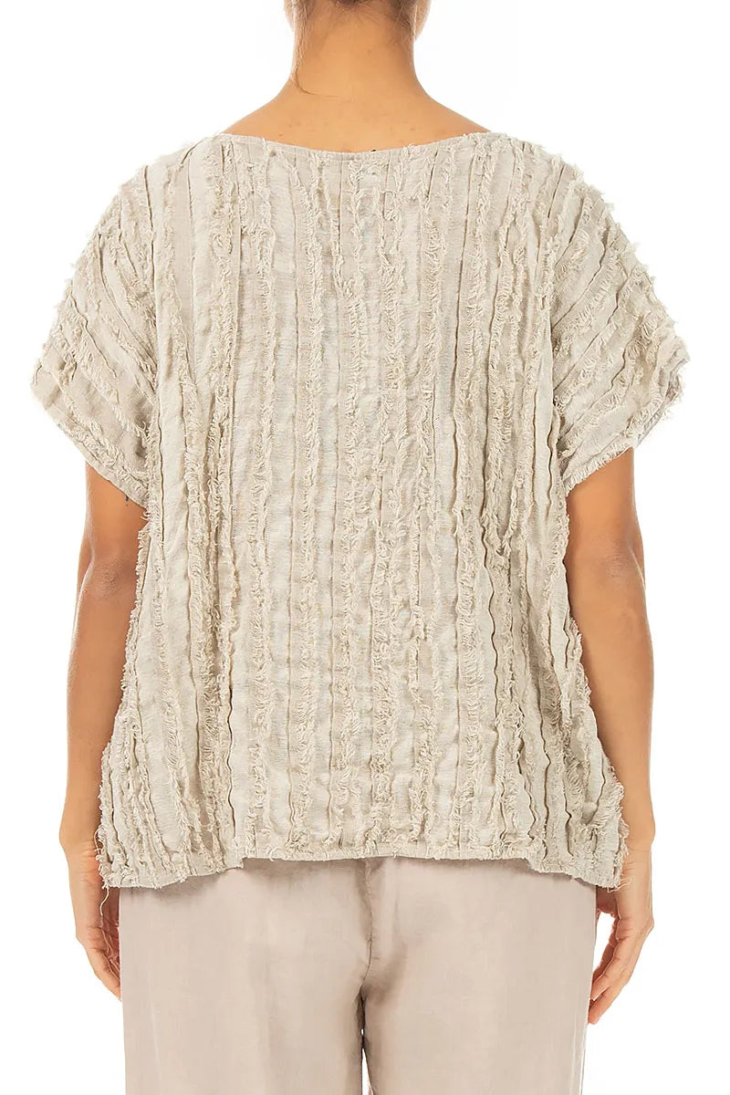Boxy Natural Textured Linen Blouse 2