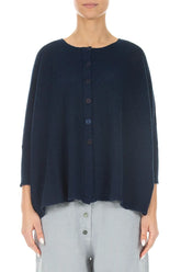 Boxy Navy Linen Cardigan 1