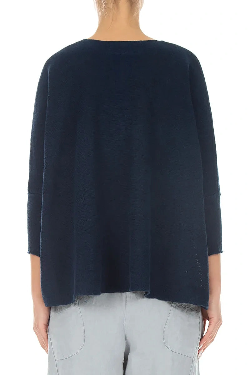 Boxy Navy Linen Cardigan 2