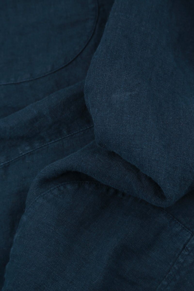 Kastig geschnittene Leinenjacke in Marineblau