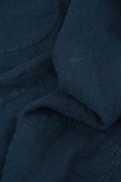 Kastig geschnittene Leinenjacke in Marineblau
