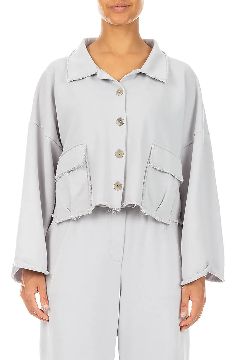Boxy Pearl Grey French Terry Cotton Jacket 1