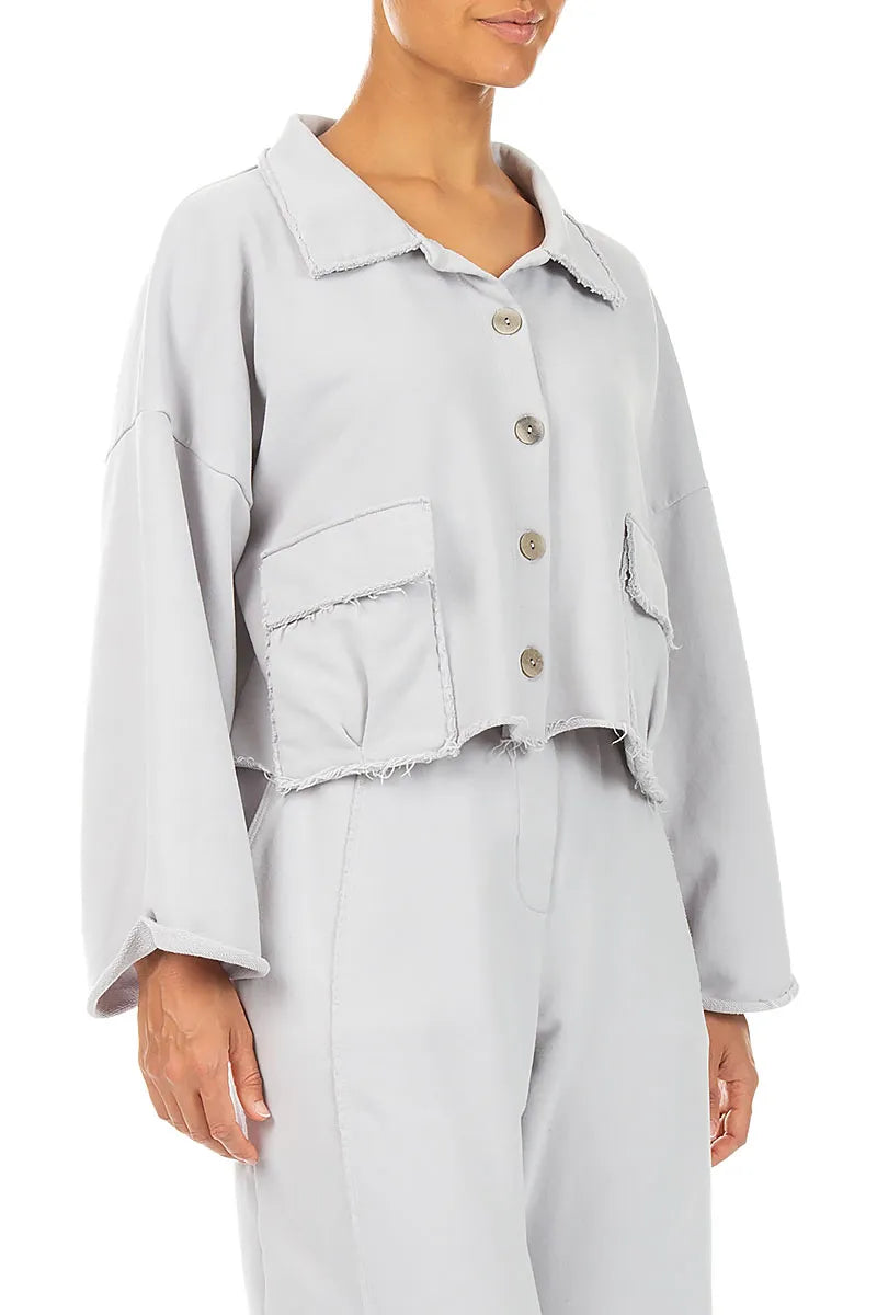 Boxy Pearl Grey French Terry Cotton Jacket 3