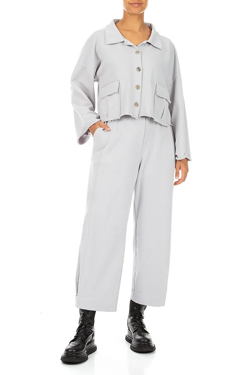 Boxy Pearl Grey French Terry Cotton Jacket
