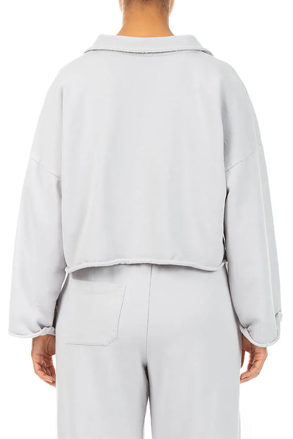 Boxy Pearl Grey French Terry Cotton Jacket