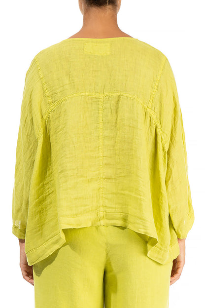 Boxy Yellow Gauze Linen Blouse 2