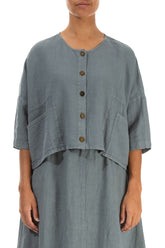 Boxy Sage Linen Jacket 1