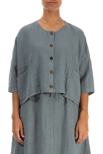 Boxy Sage Linen Jacket 1