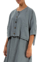 Boxy Sage Linen Jacket 3