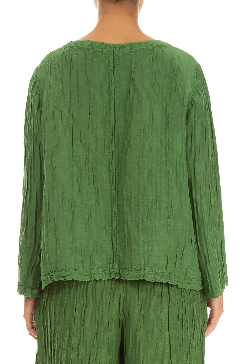 Blouses amples en soie et Lin Froissé vert trèfle