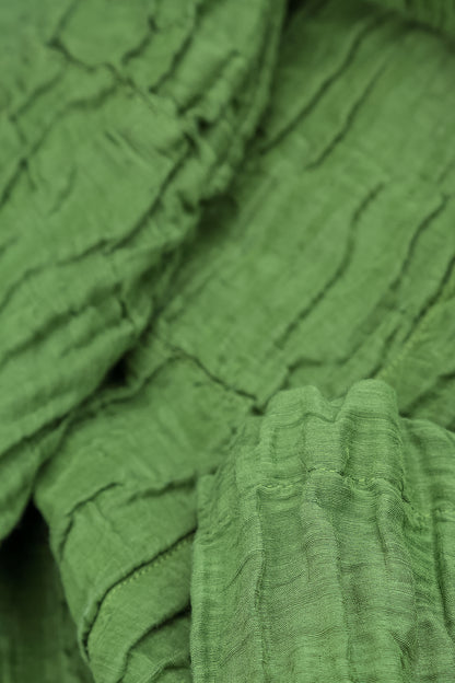 Blouses amples en soie et Lin Froissé vert trèfle