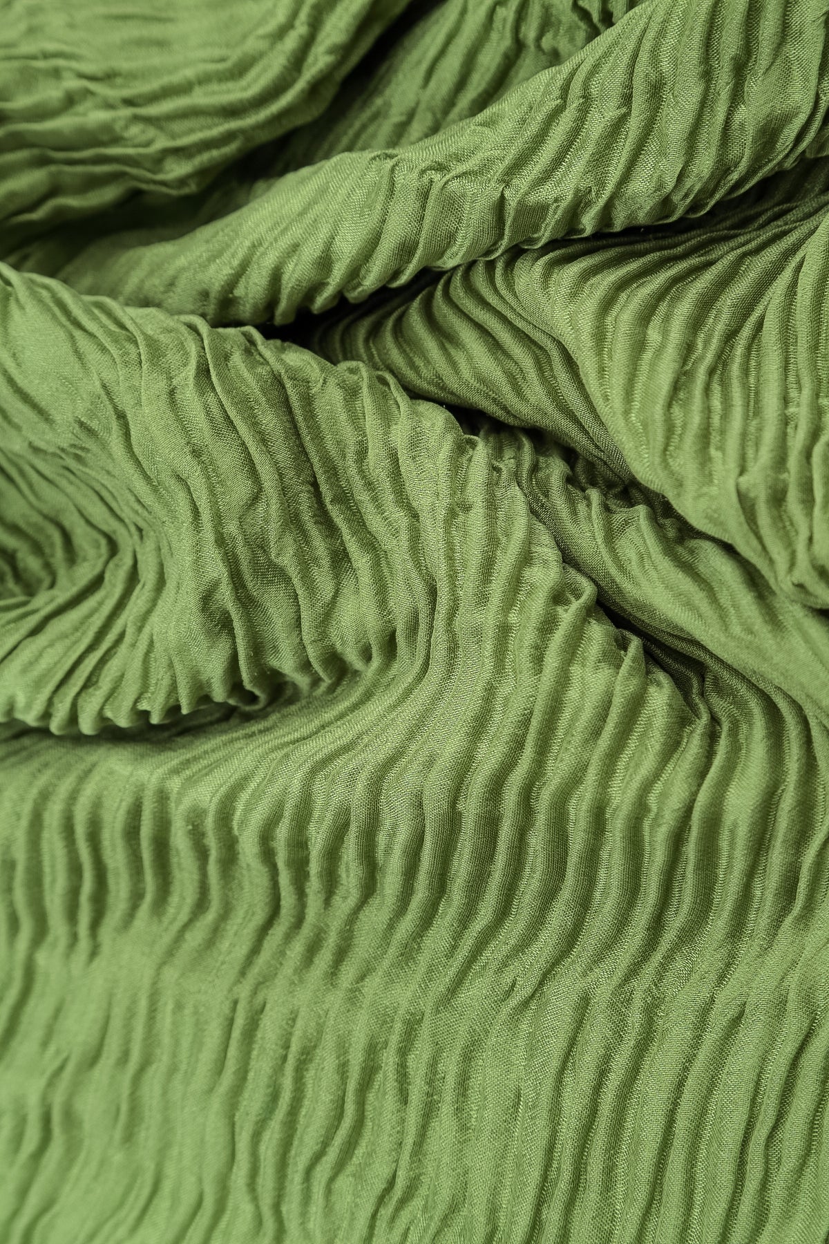 Boxy Shamrock Green Plissé Silk Blouse