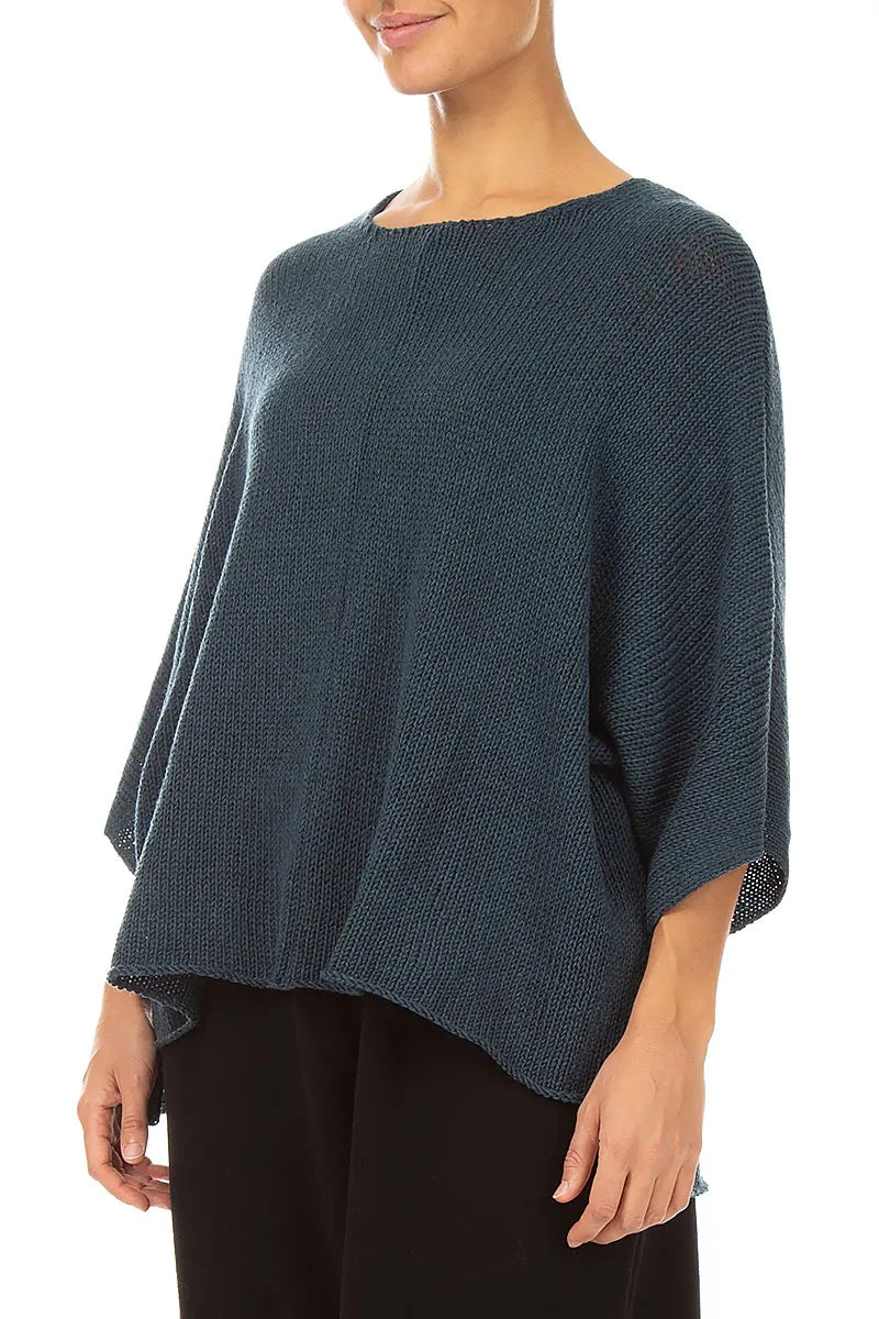 Boxy Slate Blue Merino Wool Jumper 3