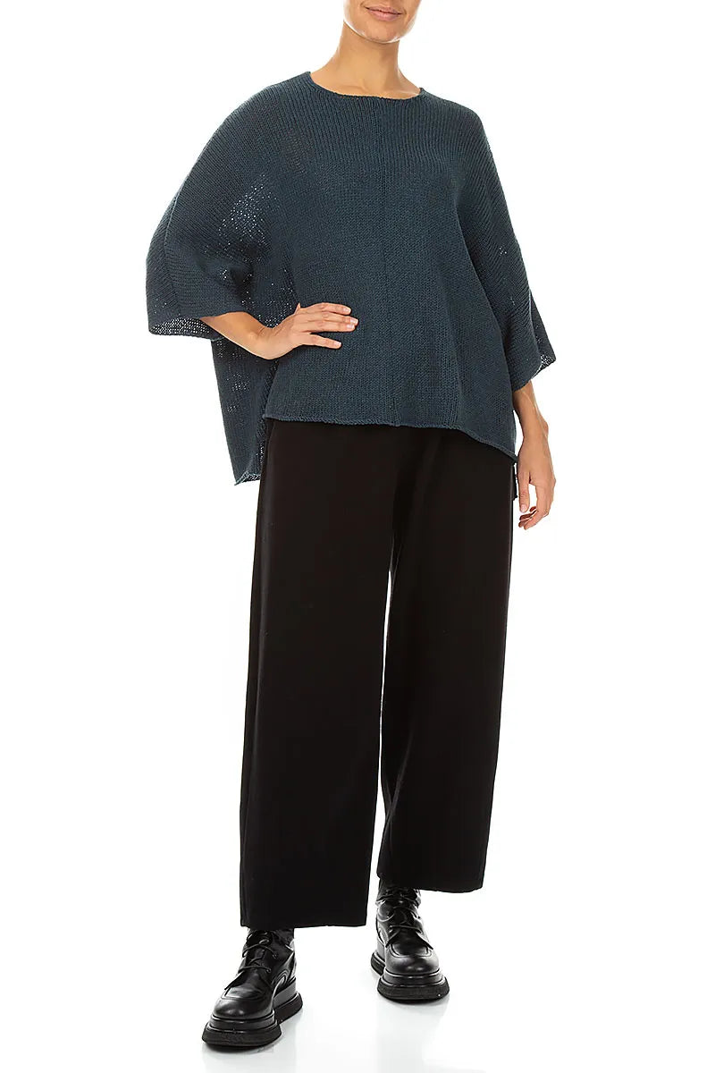 Boxy Slate Blue Merino Wool Jumper 4