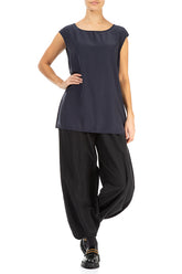 Boxy Slate Blue Silk Bamboo Blouse 4