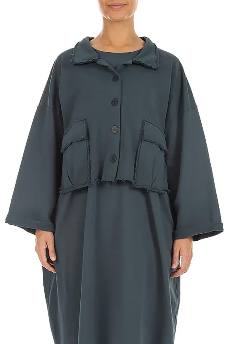 Boxy Slate French Terry Cotton Jacket 1