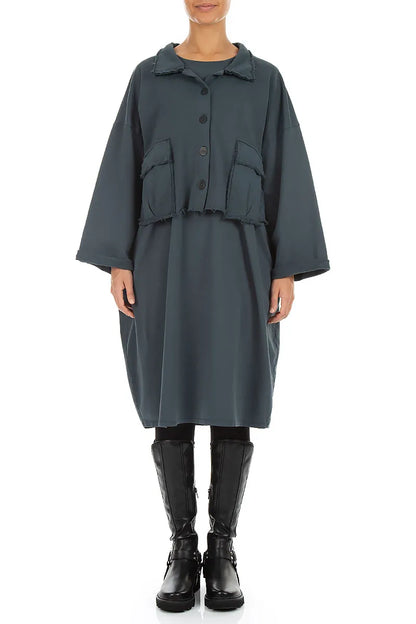 Boxy Slate French Terry Cotton Jacket 4