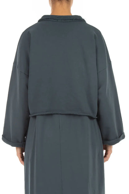 Boxy Slate French Terry Cotton Jacket 2