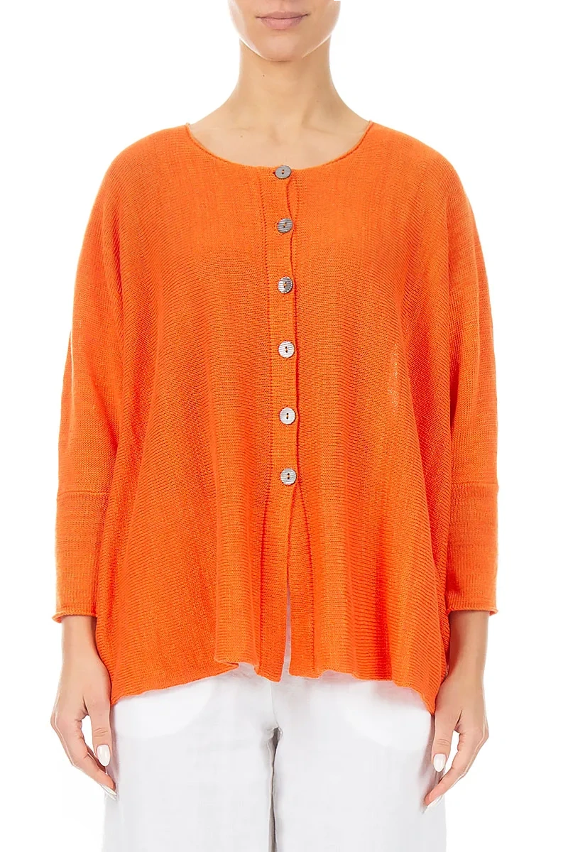 Boxy Spiced Orange Linen Cardigan