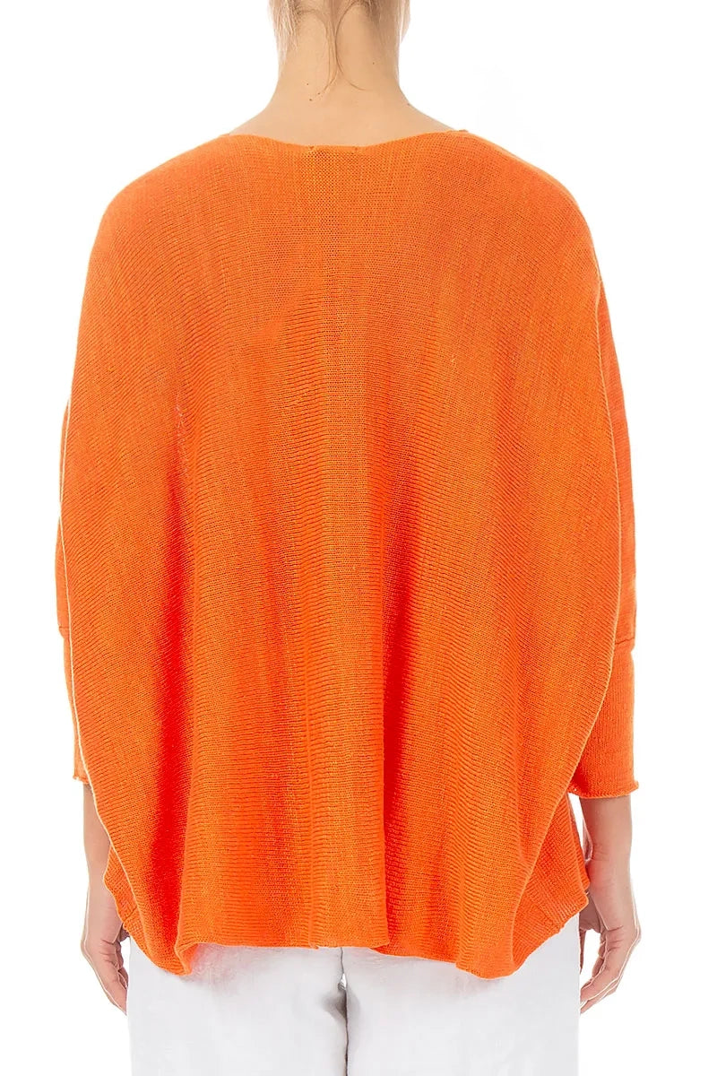 Boxy Spiced Orange Linen Cardigan