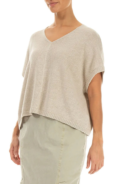 Boxy V-Neck Natural Linen Vest 3