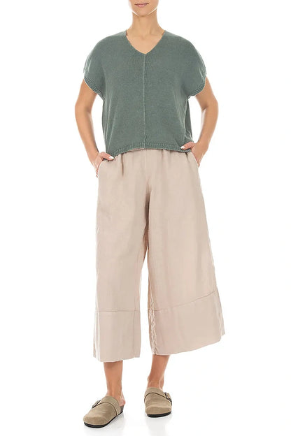 Boxy V-Neck Sage Linen Vest 4