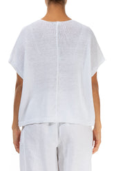 Boxy V-Neck White Linen Vest 2