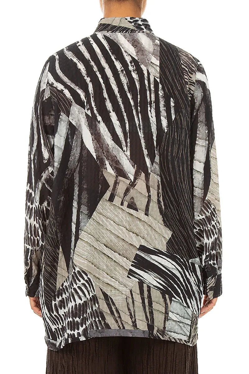 Boxy Wild Ink Textured Silk Shirt 2