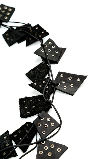 Bronze Halo Black Leather Necklace