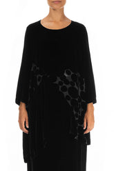 Bubble Pattern Black Silk Velvet Tunic 1