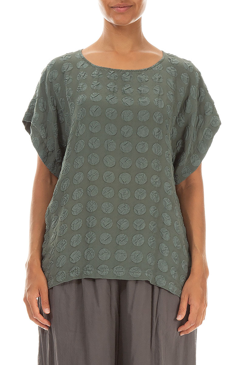 Bubble Sage Silk Blouse 1