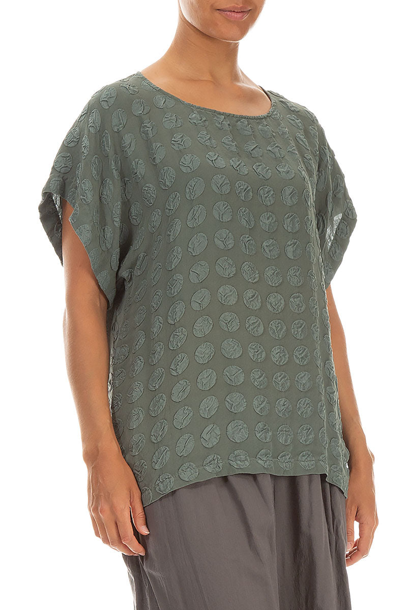Bubble Sage Silk Blouse 3