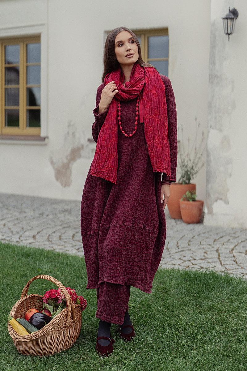 Bubble Ruby Textured Linen Trousers